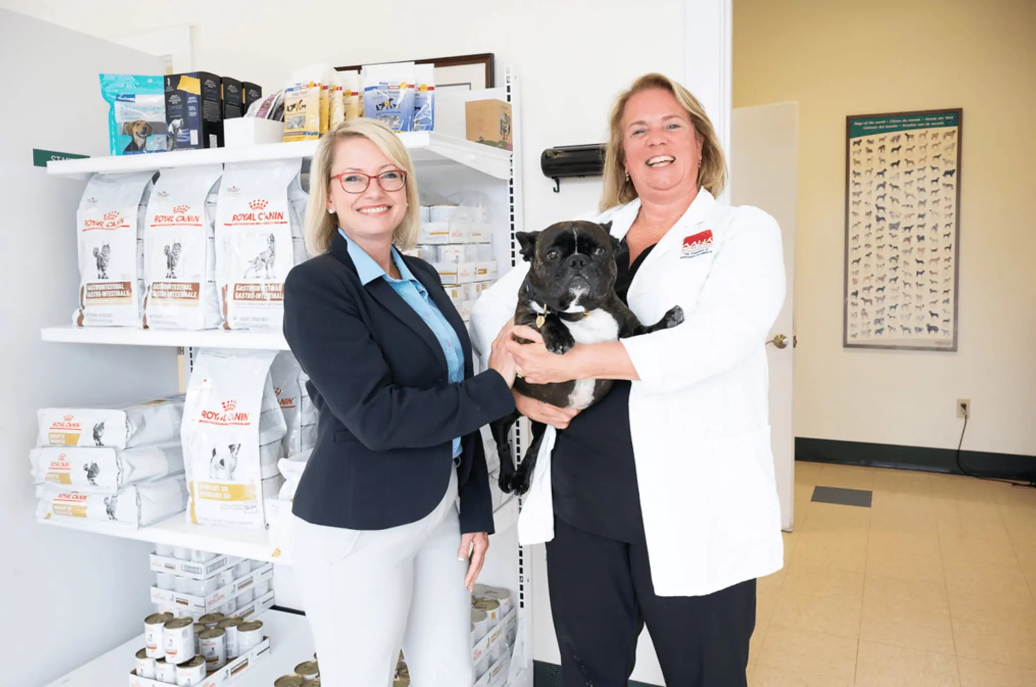 Crystal Lewis from SBW, Dobby, and Dr. Ashton Kane from Westside Animal Hospital