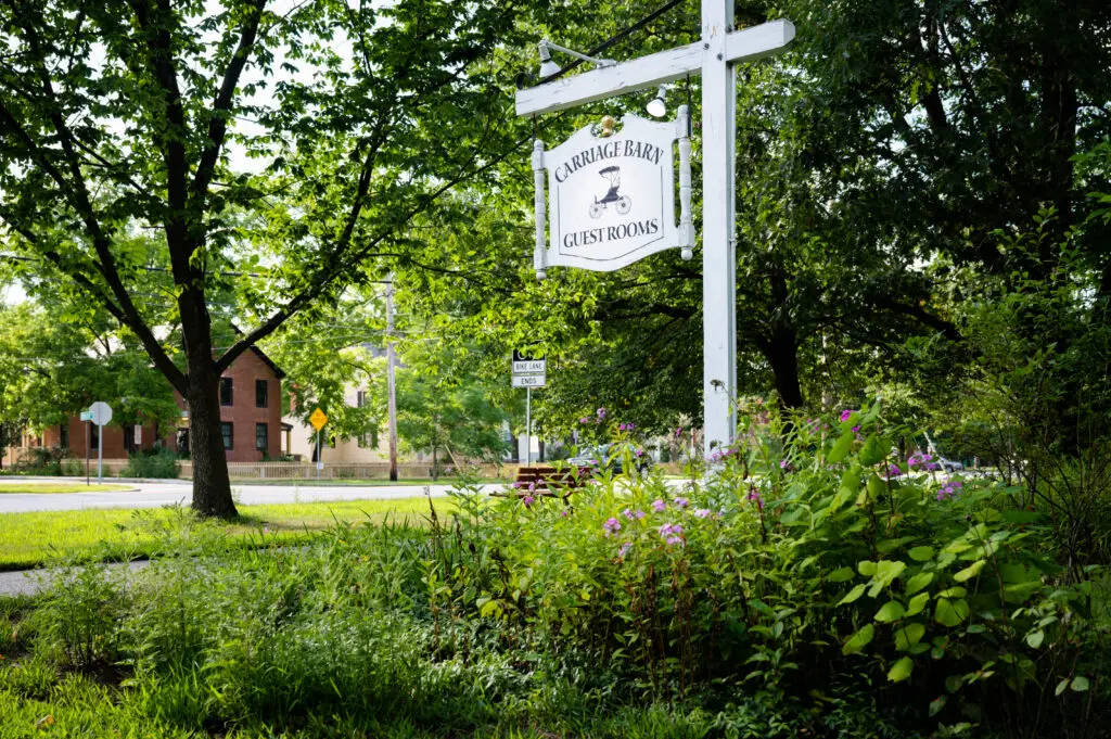 The main sign for the Carriage Barn Inn