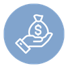 icon of a hand holding a bag of money