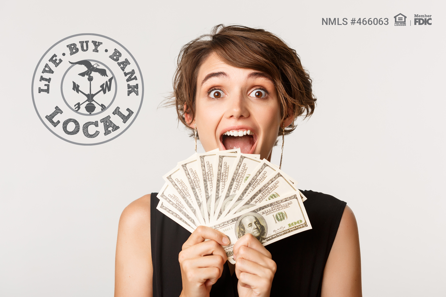 woman holding $1,000