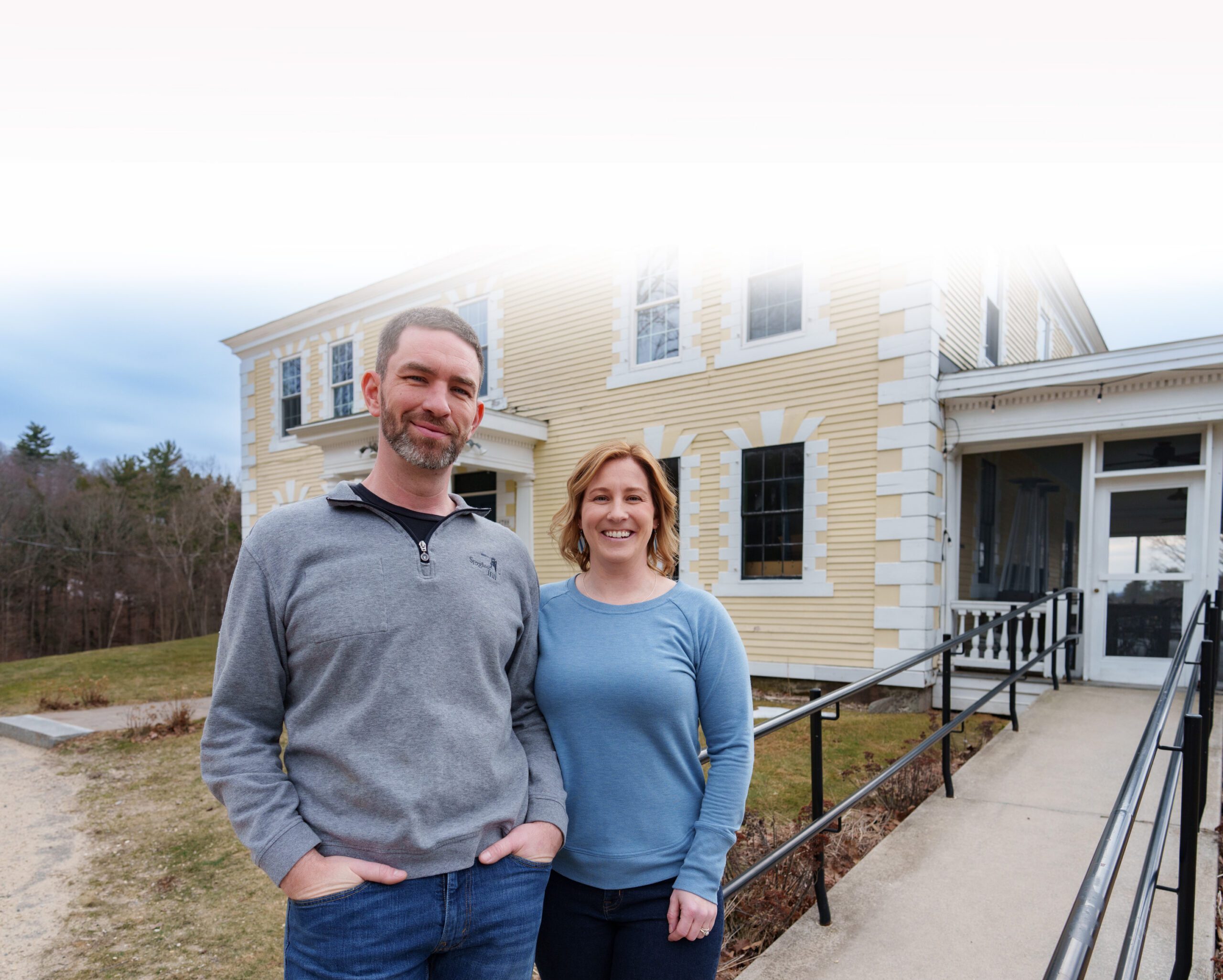 Laura and Doug Palmer outside of Watkins Inn
